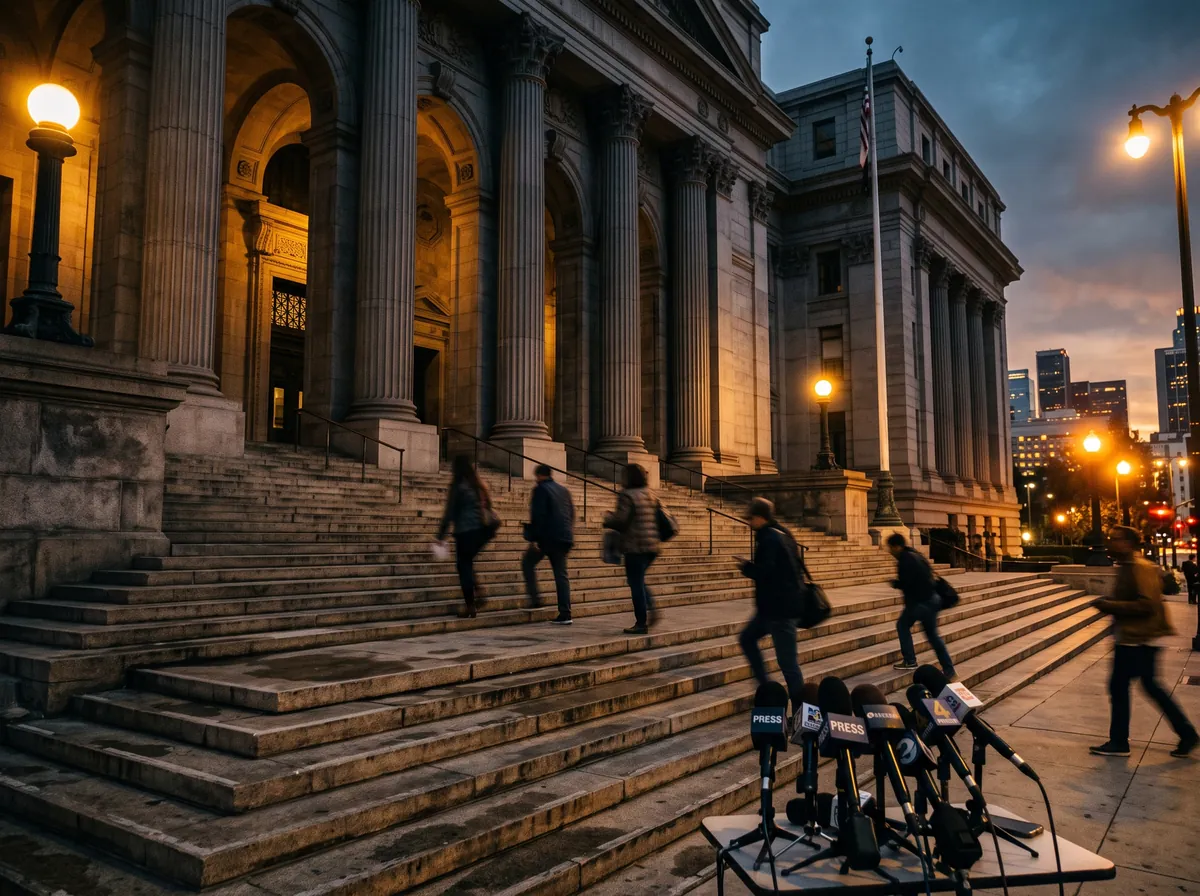 A Los Angeles courthouse at dusk